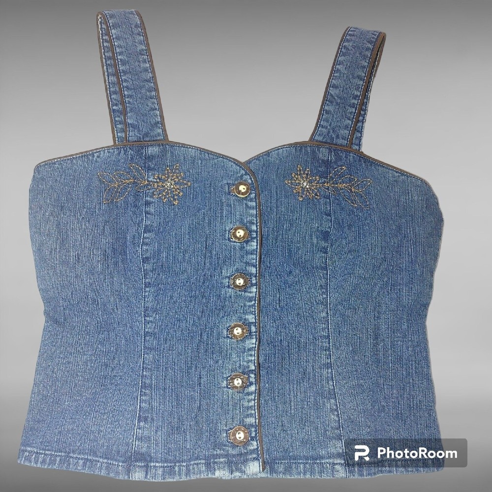 Hammerschmid Women's Sleeveless Denim Crop Top  Corset Size Medium UK Size 10
